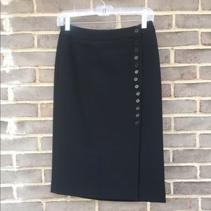 Lined Straight Skirt w/Button Detail